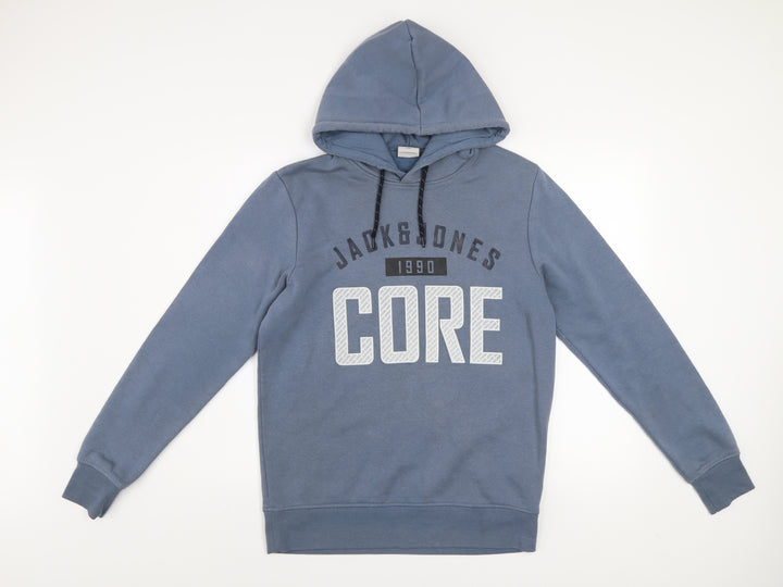 Jack & Jones Mens Blue Core Hoodie Size M Pullover Graphic Print