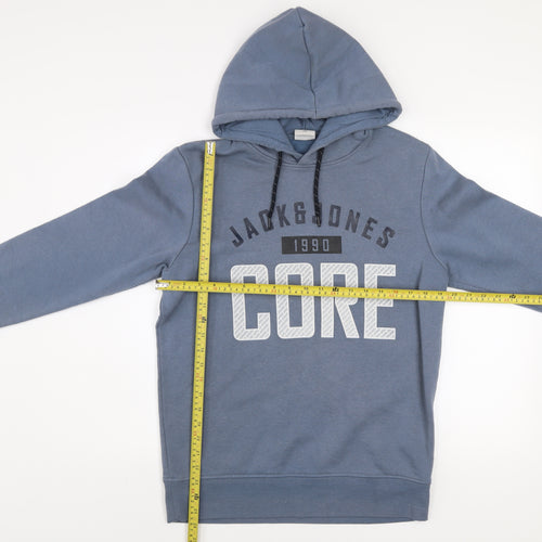 Jack & Jones Mens Blue Core Hoodie Size M Pullover Graphic Print
