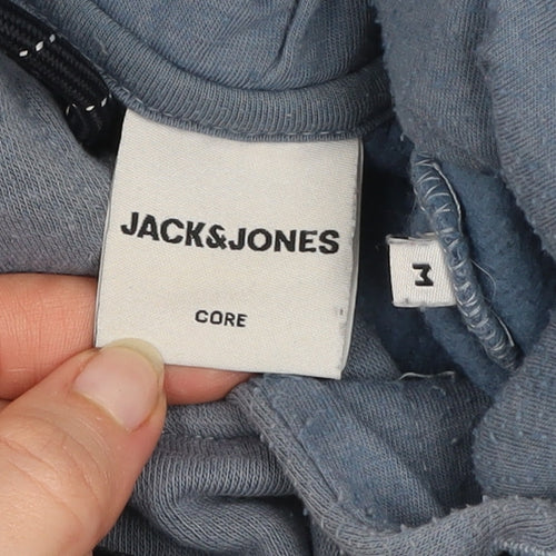 Jack & Jones Mens Blue Core Hoodie Size M Pullover Graphic Print