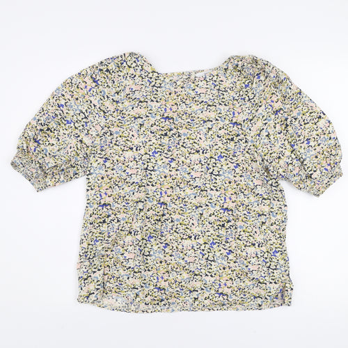 Marks and Spencer Women's Multicoloured Floral Blouse Size 12 Regular Cotton Modal Short Sleeve