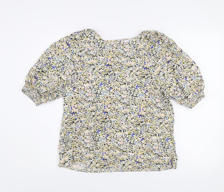 Marks and Spencer Women's Multicoloured Floral Blouse Size 12 Regular Cotton Modal Short Sleeve