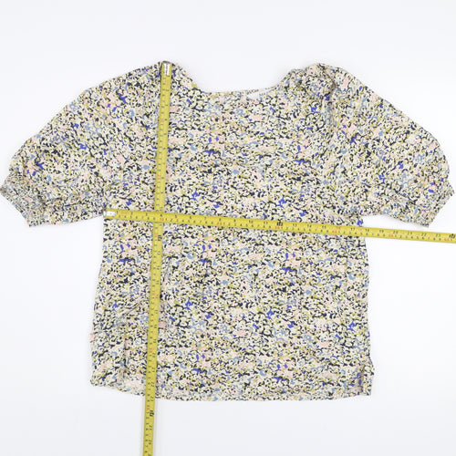 Marks and Spencer Women's Multicoloured Floral Blouse Size 12 Regular Cotton Modal Short Sleeve