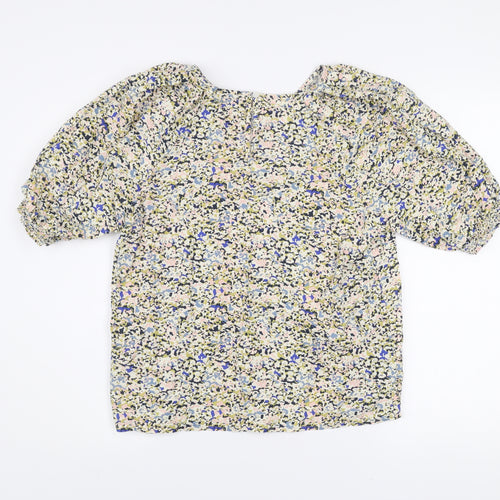 Marks and Spencer Women's Multicoloured Floral Blouse Size 12 Regular Cotton Modal Short Sleeve