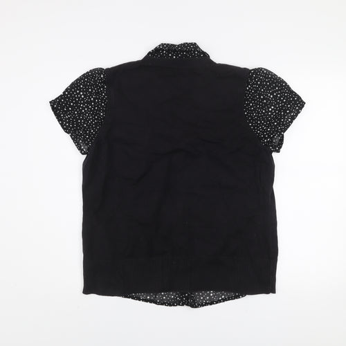 Rocha.John Rocha Womens Black Polka Dot Collared Button-Up Top Size 20