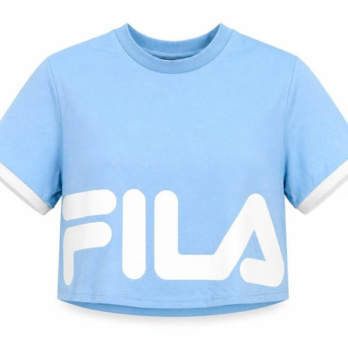 Fila Womens Blue Cropped T-Shirt Small Polyester Cotton Casual Top