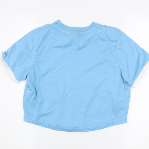 Fila Womens Blue Cropped T-Shirt Small Polyester Cotton Casual Top
