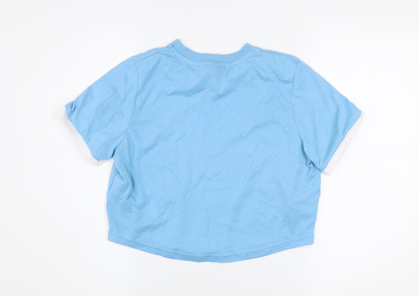 Fila Womens Blue Cropped T-Shirt Small Polyester Cotton Casual Top