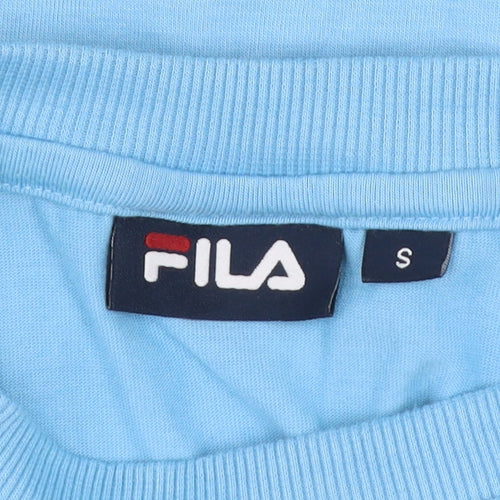 Fila Womens Blue Cropped T-Shirt Small Polyester Cotton Casual Top