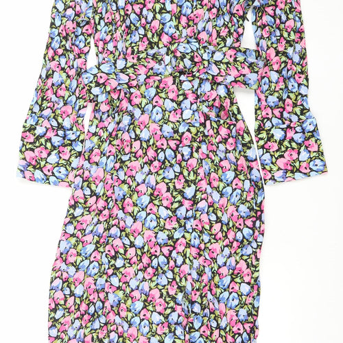 Zara Women's Multicoloured Floral Off Shoulder Bodycon Midi Dress S