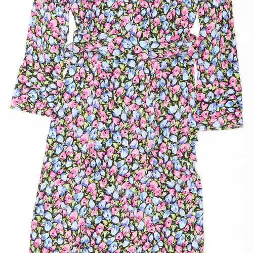 Zara Women's Multicoloured Floral Off Shoulder Bodycon Midi Dress S