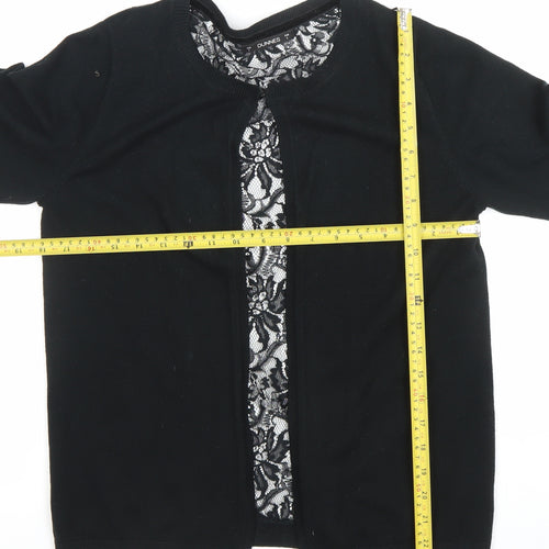 Dunnes Womens Black Lace Front Knit Cardigan Size S