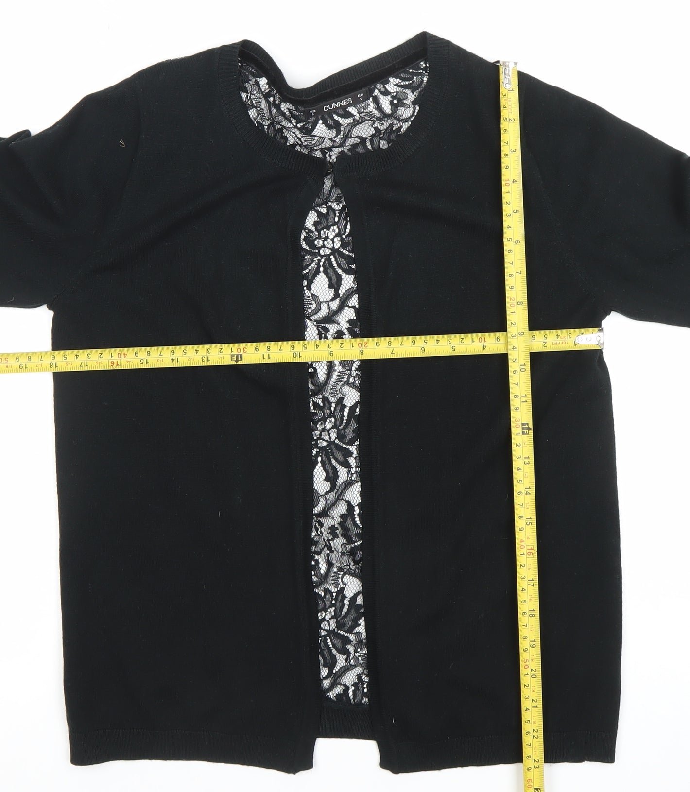 Dunnes Womens Black Lace Front Knit Cardigan Size S