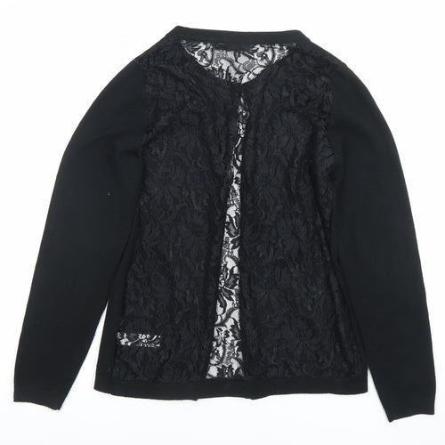 Dunnes Womens Black Lace Front Knit Cardigan Size S
