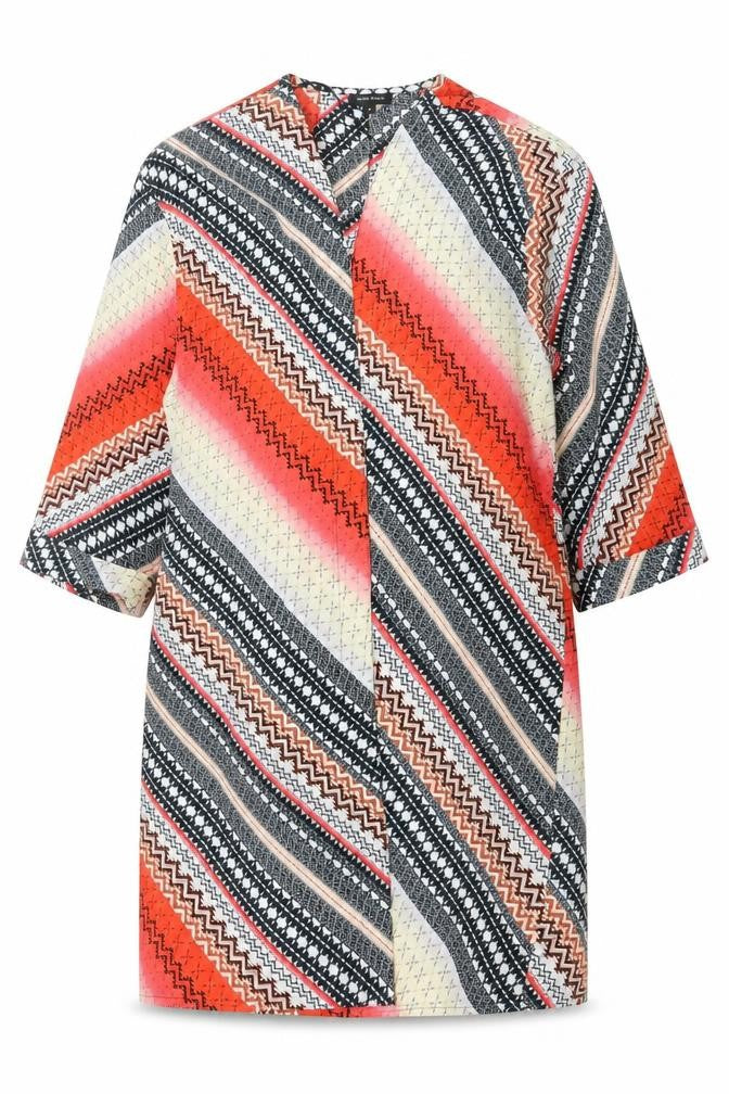 Front view of River Island women’s multicoloured tunic blouse, size UK 8