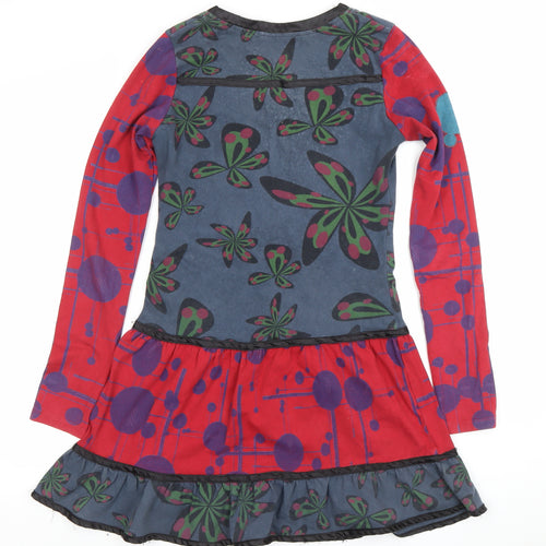 Smash Women's Multicoloured M A-Line Long Sleeve Jersey Dress