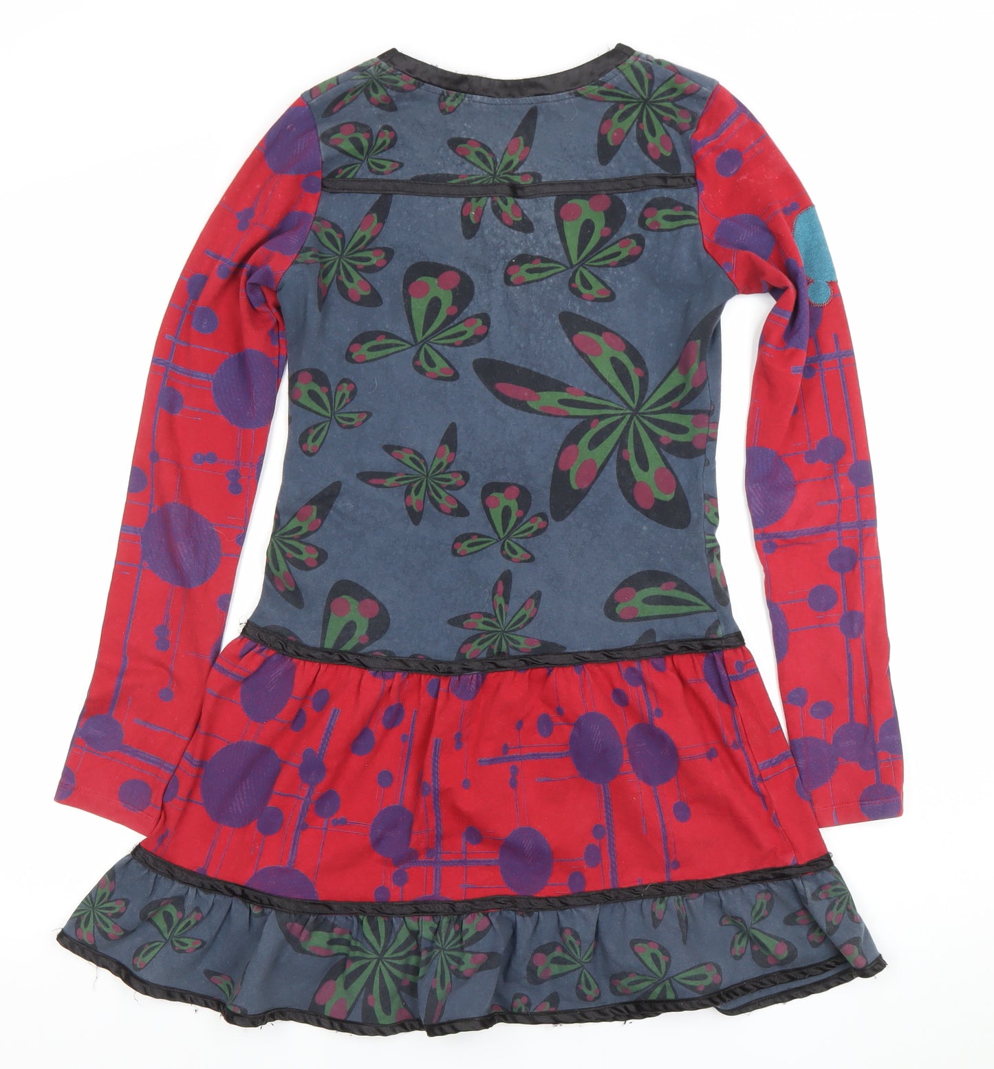 Smash Women's Multicoloured M A-Line Long Sleeve Jersey Dress