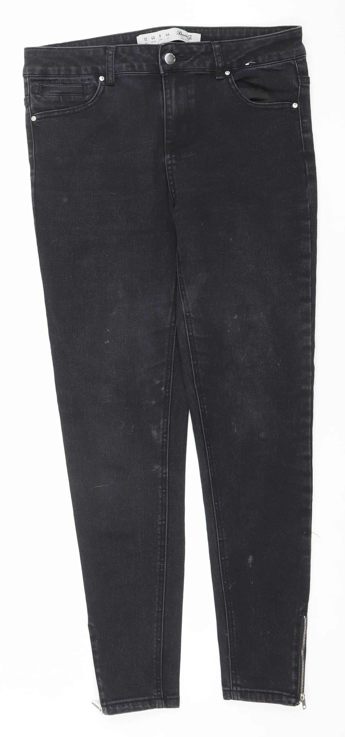 Denim Co. Women's Black Size 12 Slim Jegging Jeans with Ankle Zip