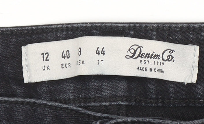 Denim Co. Women's Black Size 12 Slim Jegging Jeans with Ankle Zip