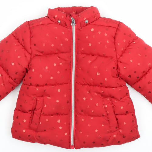 Chicco Girls Red Polka Dot Puffer Jacket 3 Years Winter Coat