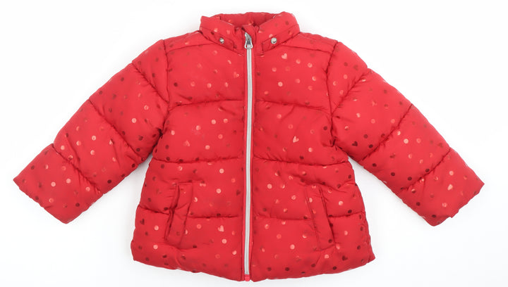 Chicco Girls Red Polka Dot Puffer Jacket 3 Years Winter Coat