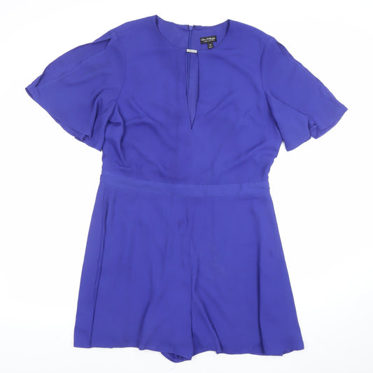 Jane Norman Women's Blue Size 16 Flutter Sleeve Playsuit