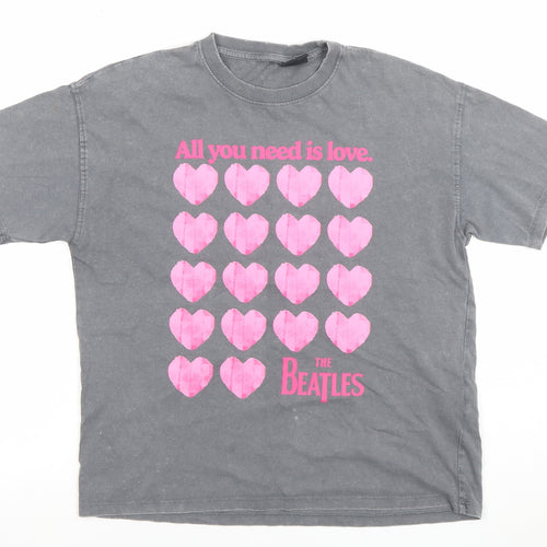 ZARA Girls Grey The Beatles Graphic T-Shirt 10-11 Years All You Need Is Love