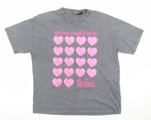 ZARA Girls Grey The Beatles Graphic T-Shirt 10-11 Years All You Need Is Love