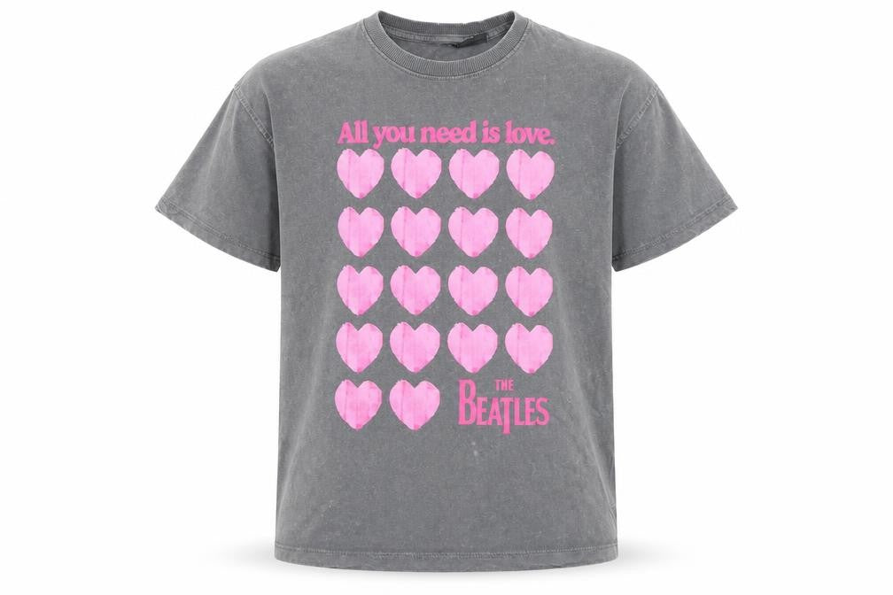 ZARA Girls Grey The Beatles Graphic T-Shirt 10-11 Years All You Need Is Love