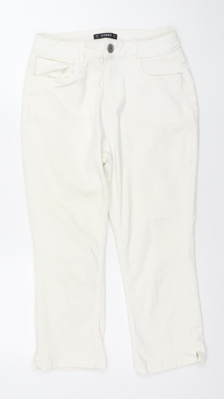 Dunnes Women’s Ivory Straight Leg Jeans Size 10 Stretch Denim