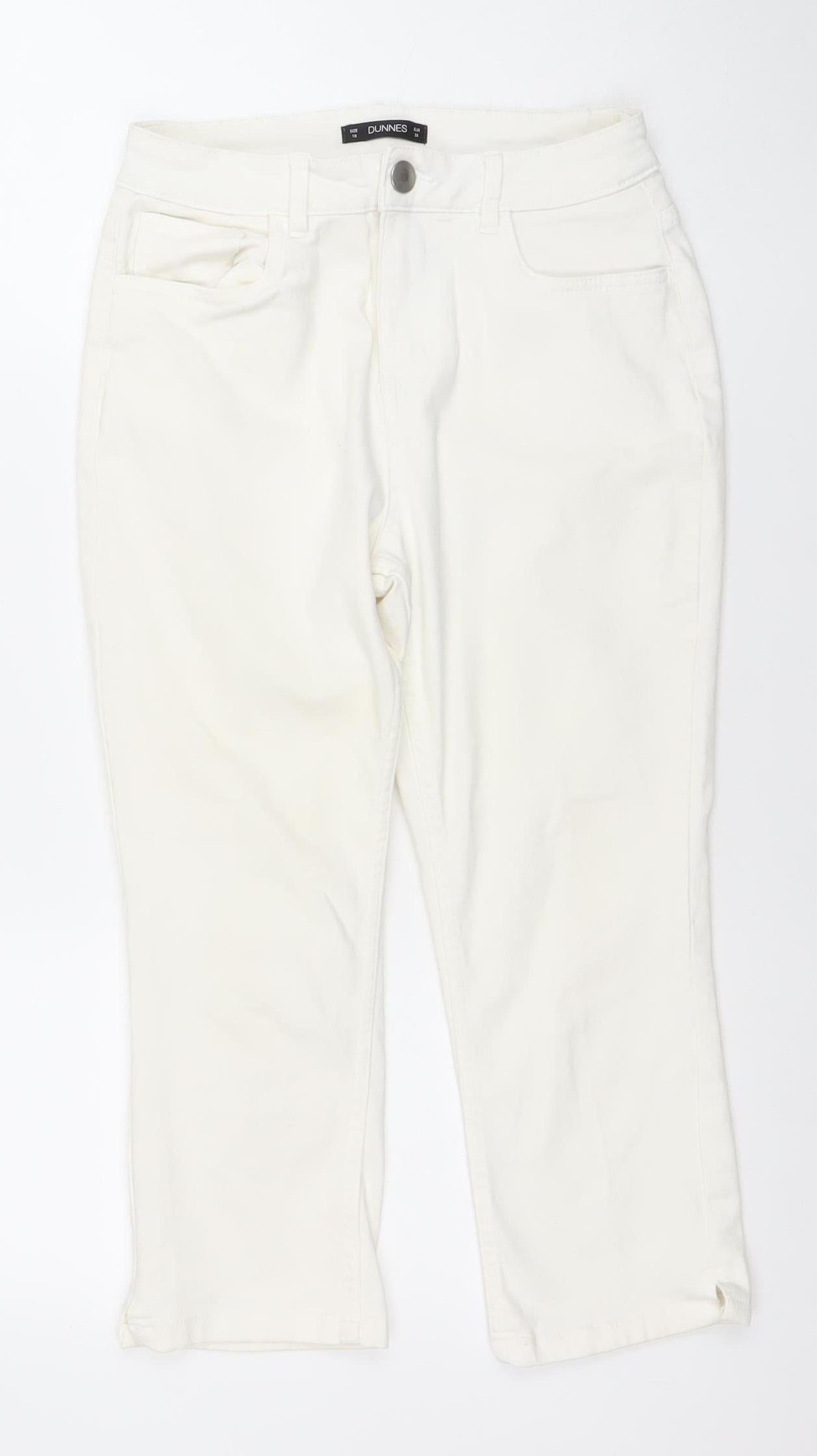 Dunnes Women’s Ivory Straight Leg Jeans Size 10 Stretch Denim