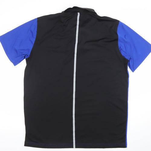 Puma Men Blue Black Colourblock Golf Polo Shirt Size L