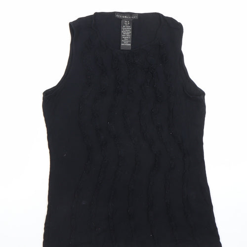 Design History Women's Black Sleeveless Ruffle Tank Top Size 12
