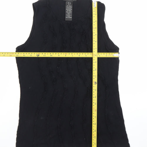 Design History Women's Black Sleeveless Ruffle Tank Top Size 12