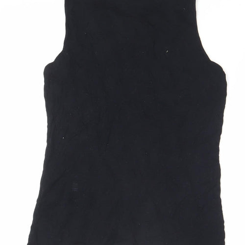 Design History Women's Black Sleeveless Ruffle Tank Top Size 12