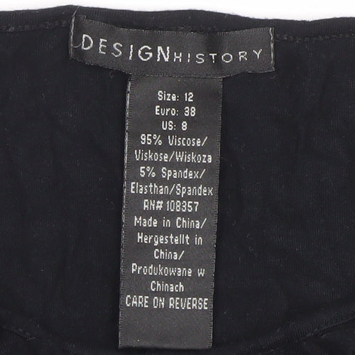 Design History Women's Black Sleeveless Ruffle Tank Top Size 12