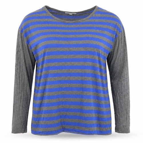 GAP Women's Blue Grey Striped Long Sleeve Cotton Modal T-Shirt Medium