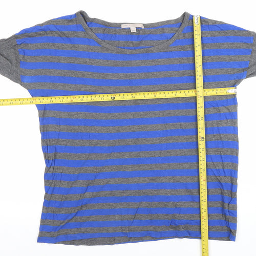 GAP Women's Blue Grey Striped Long Sleeve Cotton Modal T-Shirt Medium