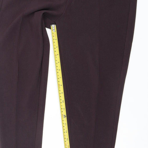 Anamor Womens Purple Size 14 Polyester Stretch Ankle Trousers