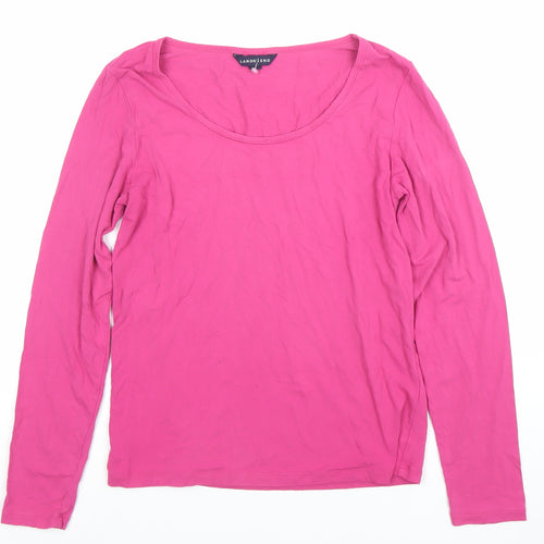 Lands' End Women's Pink Long Sleeve Basic Jersey Cotton Top S