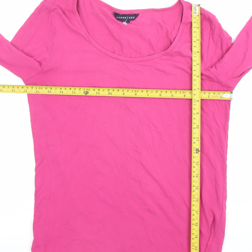 Lands' End Women's Pink Long Sleeve Basic Jersey Cotton Top S