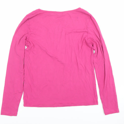 Lands' End Women's Pink Long Sleeve Basic Jersey Cotton Top S