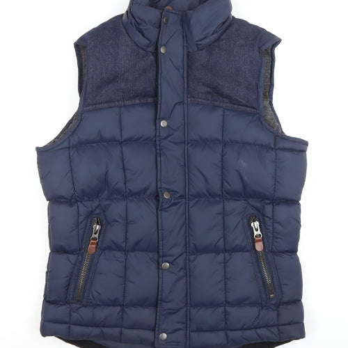 River Island Men's Blue Puffer Waistcoat S Regular Fit Padded Bodywarmer
