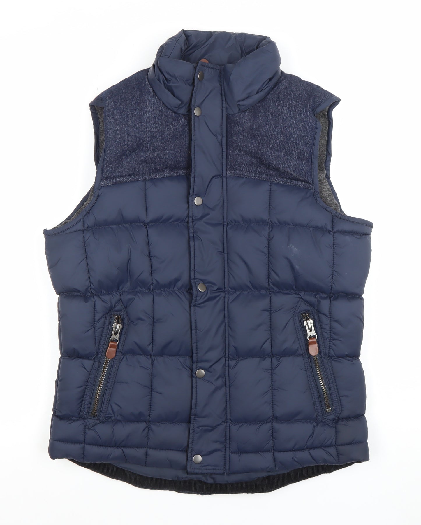 River Island Men's Blue Puffer Waistcoat S Regular Fit Padded Bodywarmer