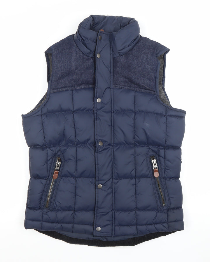 River Island Men's Blue Puffer Waistcoat S Regular Fit Padded Bodywarmer