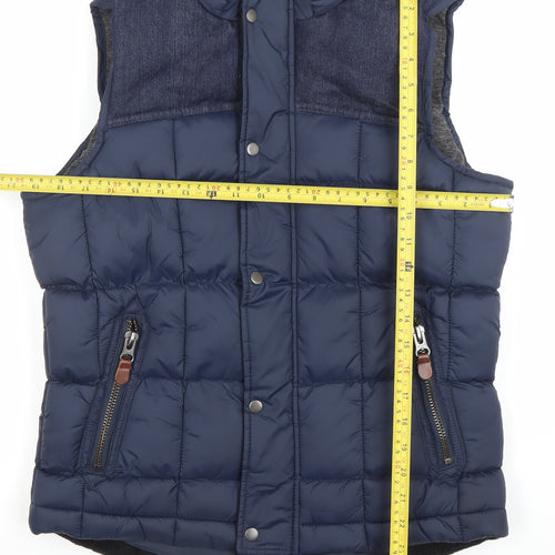 River Island Men's Blue Puffer Waistcoat S Regular Fit Padded Bodywarmer