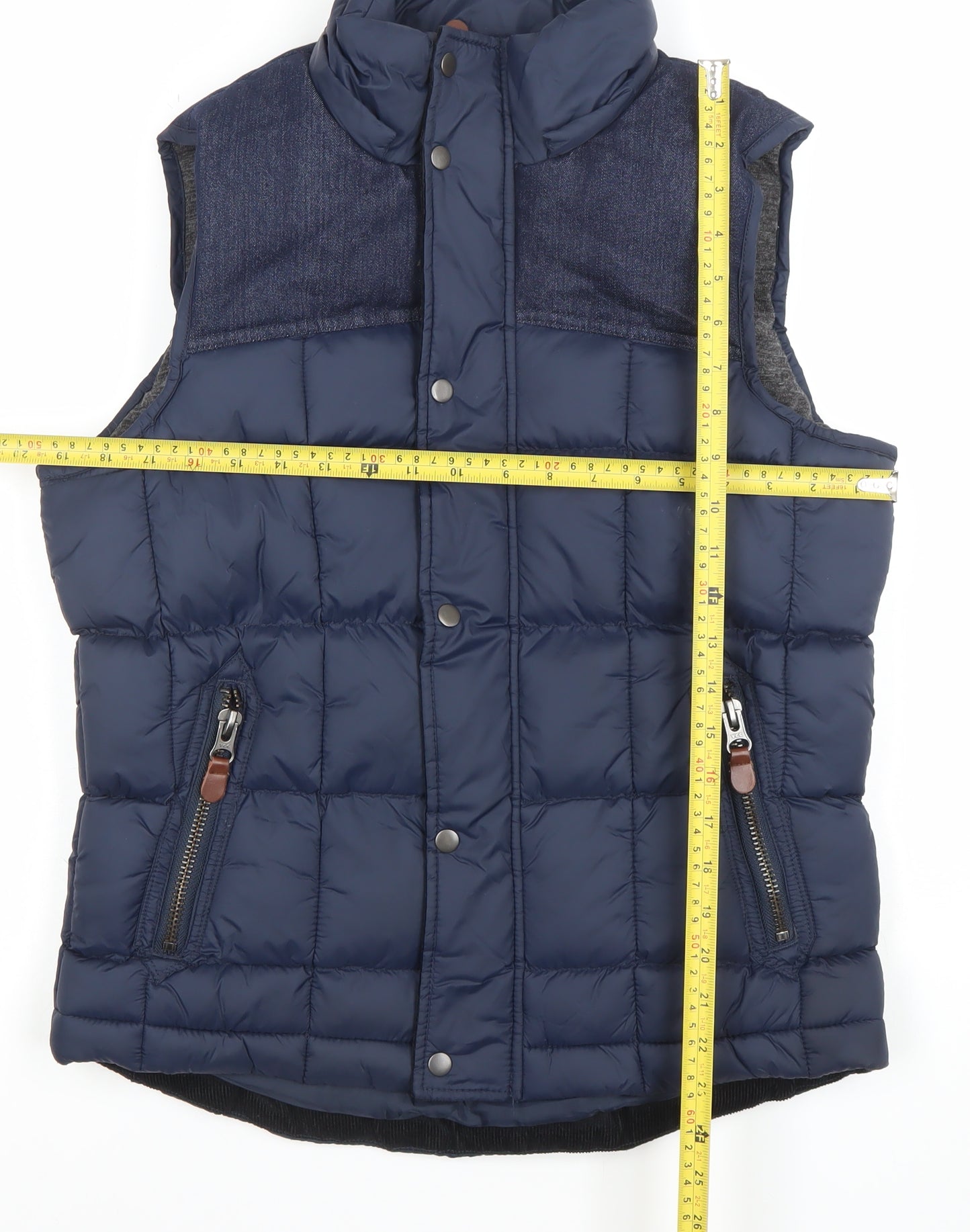 River Island Men's Blue Puffer Waistcoat S Regular Fit Padded Bodywarmer