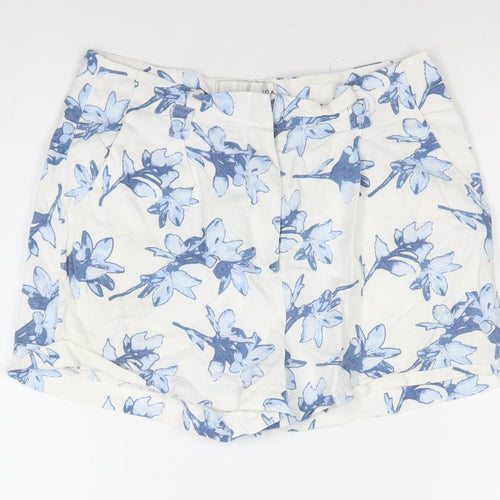 Joie Womens White Blue Floral Chino Shorts XS Cotton Silk