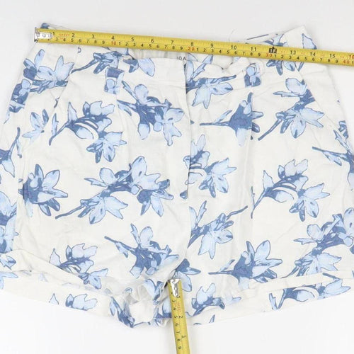 Joie Womens White Blue Floral Chino Shorts XS Cotton Silk