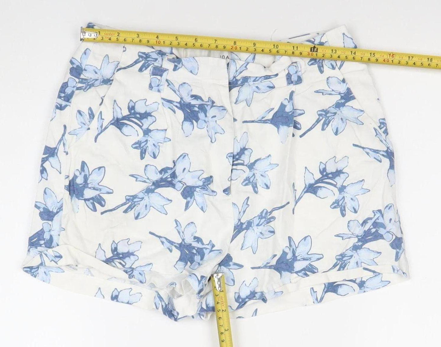 Joie Womens White Blue Floral Chino Shorts XS Cotton Silk