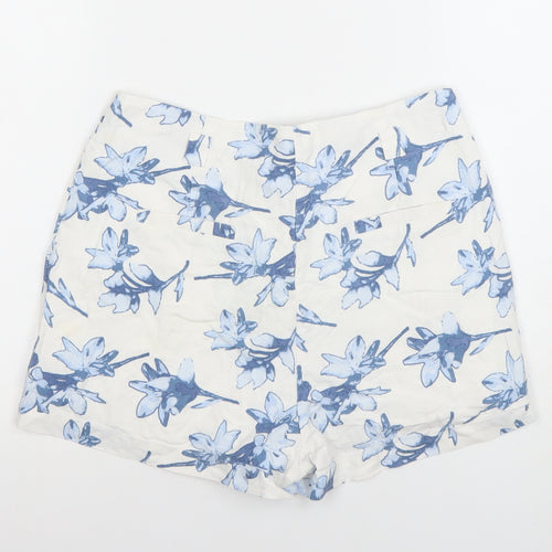 Joie Womens White Blue Floral Chino Shorts XS Cotton Silk